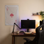 Ace of Spades - Pink on Ivory Wall Flag in the streaming nook room mockup.