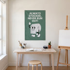 Always Stocked Toilet Roll Wall Flag in the art corner room mockup.