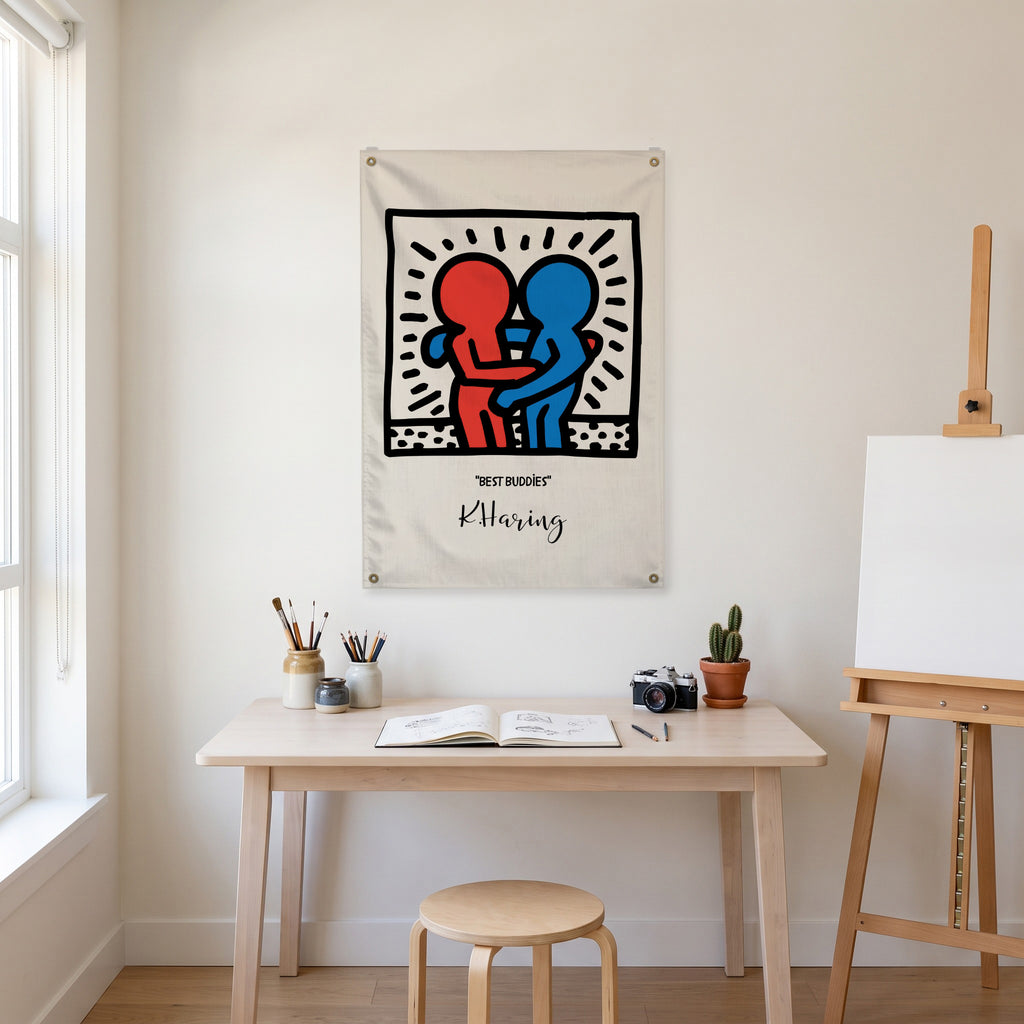 Best Buddies Embrace Wall Flag in the art corner room mockup.