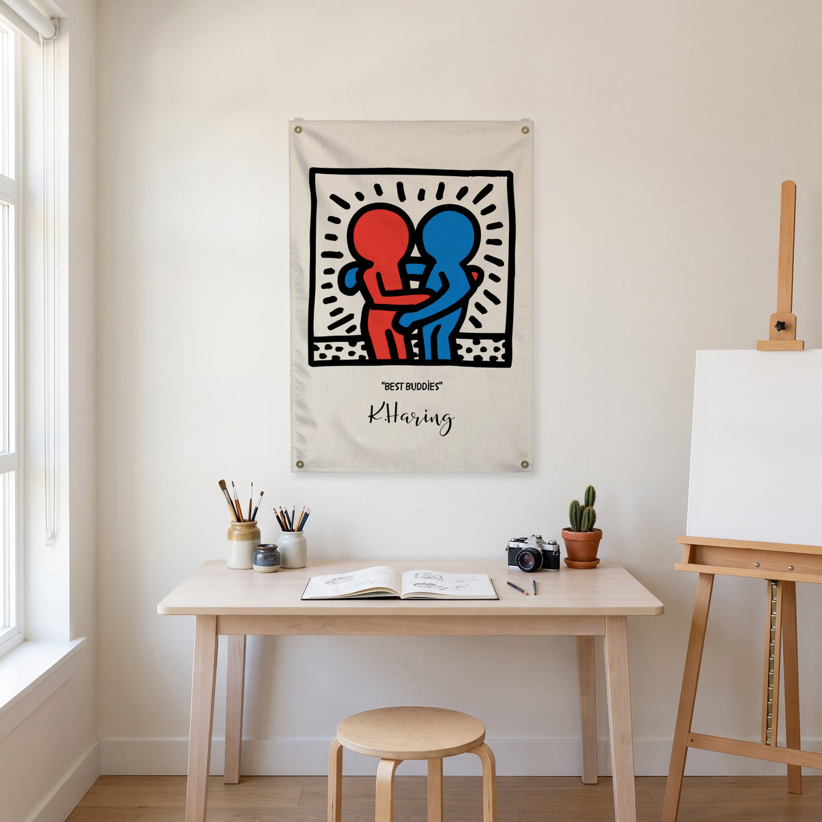 Best Buddies Embrace Wall Flag in the art corner room mockup.