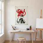 Boombox Rat Wall Flag in the art corner room mockup.