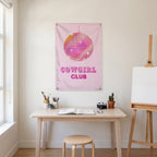 Cowgirl Club Disco Ball Wall Flag in the art corner room mockup.