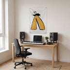 Dancer in Oversized Yellow Trousers Wall Flag in the studio room mockup.