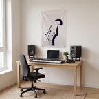 Dark Bass Headstock Wall Flag in the studio room mockup.