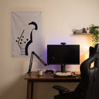 Dark Bass Headstock Wall Flag in the streaming nook room mockup.