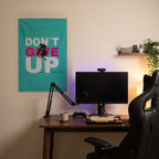Don't Give Up Skier Wall Flag in the streaming nook room mockup.