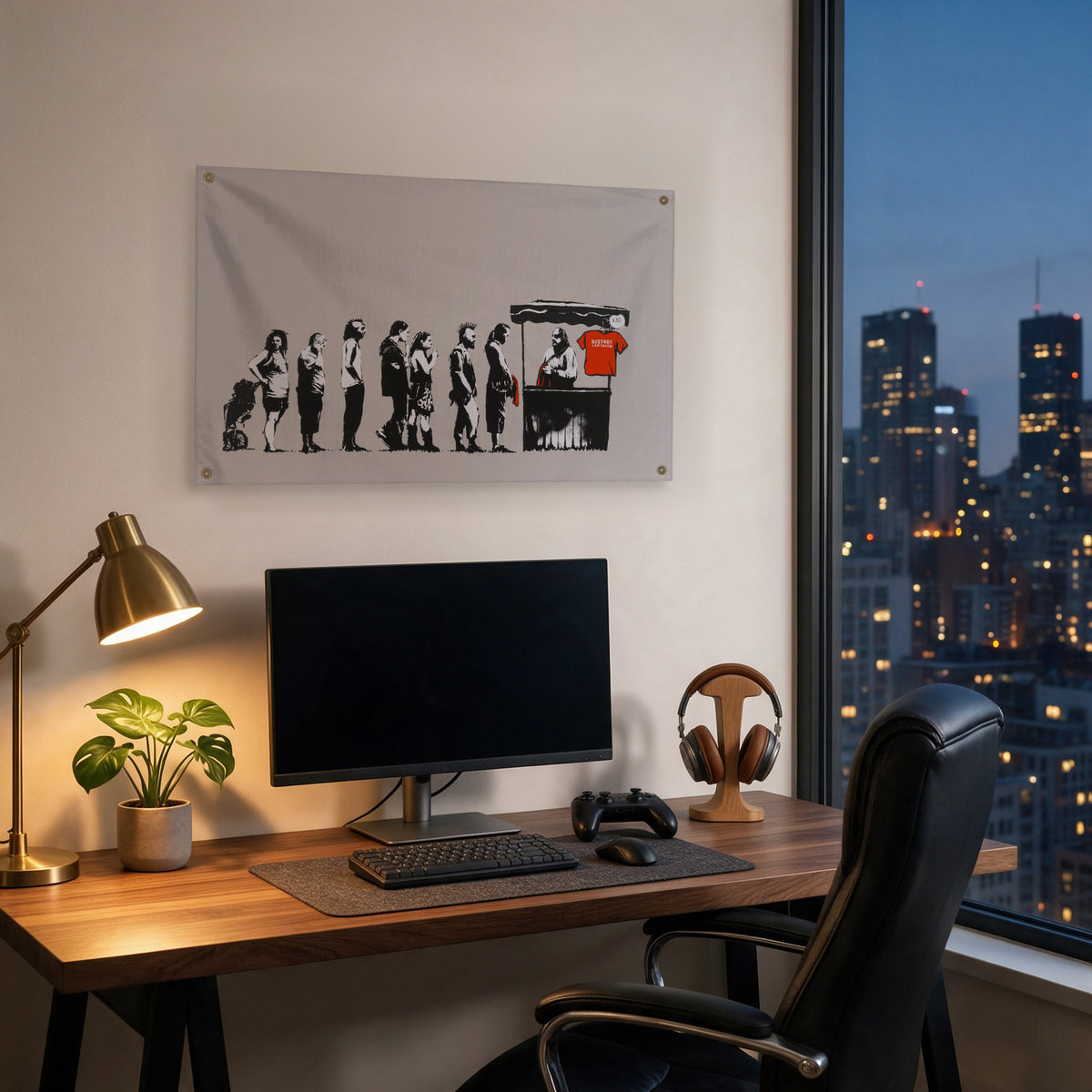 Evolution at the Checkout Wall Flag in the gaming room mockup.