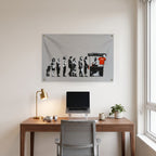 Evolution at the Checkout Wall Flag in the clean desk room mockup.