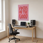 Focus on the Good Wall Flag in the studio room mockup.