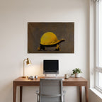 Hard-Hat Tortoise Wall Flag in the clean desk room mockup.