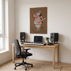 Heart-Tabard White Rabbit Wall Flag in the studio room mockup.