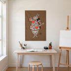 Heart-Tabard White Rabbit Wall Flag in the art corner room mockup.