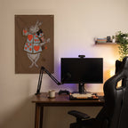 Heart-Tabard White Rabbit Wall Flag in the streaming nook room mockup.