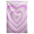 Wavy pink and cream bands form nested hearts around a small pink centre on this patterned Wall Rebel fabric wall flag.