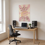Let's Eighties Party Wall Flag in the studio room mockup.