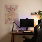 Let's Eighties Party Wall Flag in the streaming nook room mockup.