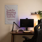 Look for Something Positive Wall Flag in the streaming nook room mockup.