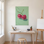 Mint Cherries Wall Flag in the art corner room mockup.