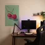 Mint Cherries Wall Flag in the streaming nook room mockup.