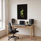 Neon Skeleton Drummer Wall Flag in the studio room mockup.