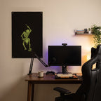 Neon Skeleton Drummer Wall Flag in the streaming nook room mockup.