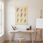 Pastel Lightning Grid Wall Flag in the art corner room mockup.