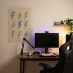 Pastel Lightning Grid Wall Flag in the streaming nook room mockup.