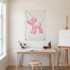Pink Balloon Dog Wall Flag in the art corner room mockup.