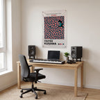 Pink Dots over Dark Portrait Poster Wall Flag in the studio room mockup.