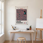 Pink Dots over Dark Portrait Poster Wall Flag in the art corner room mockup.