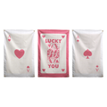 Pink set of three Wall Rebel wall flags: Ace of Hearts, Lucky You in the centre, and Ace of Spades.