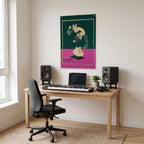 Rotary Telephone with Musical Flourish Wall Flag in the studio room mockup.