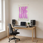 Wavy Pink Love Lettering Wall Flag in the studio room mockup.