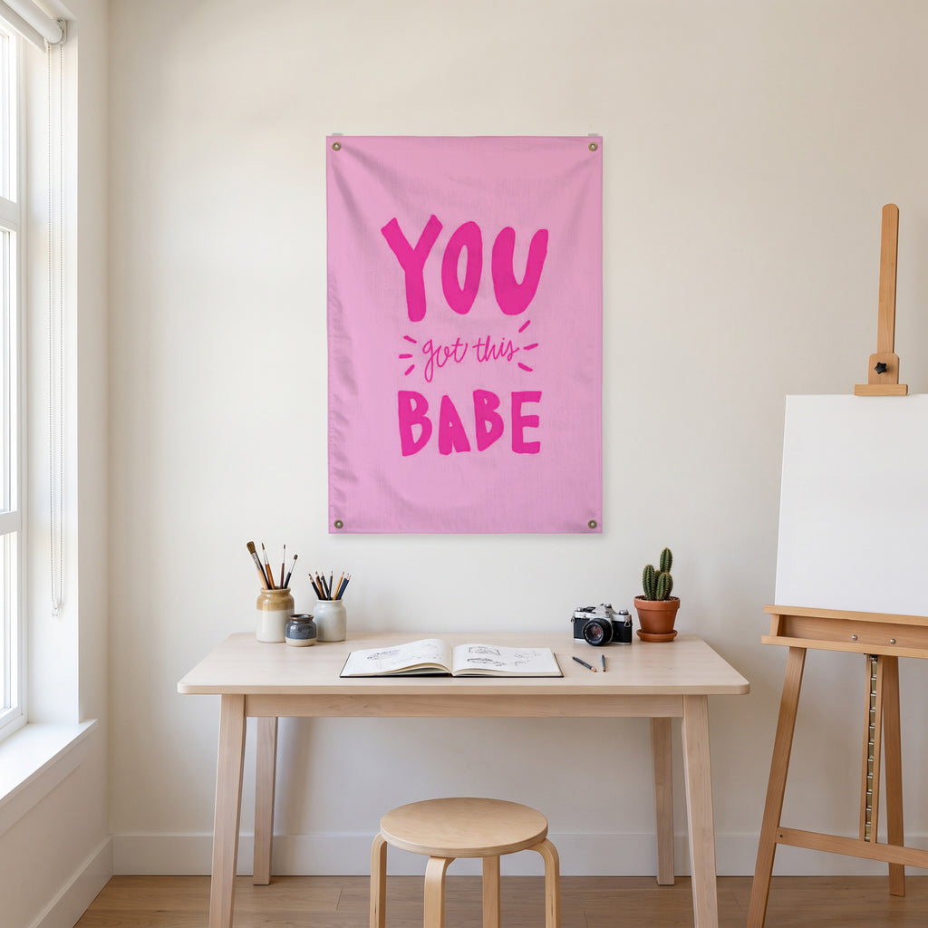You Got This Babe Wall Flag in the art corner room mockup.