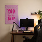 You Got This Babe Wall Flag in the streaming nook room mockup.