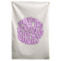Rounded purple You're Doing Great lettering forms a compact circular shape on cream in this encouraging Wall Rebel fabric wall flag.